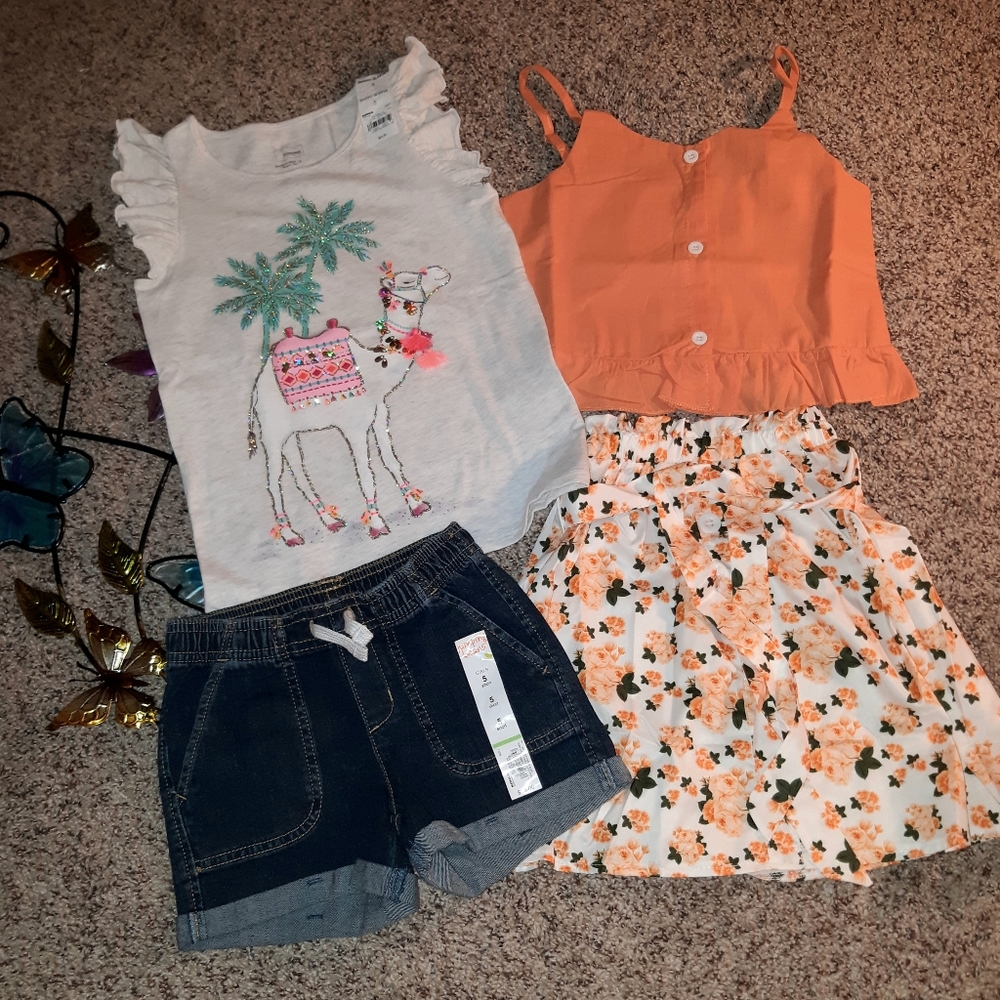 Girls sz 5 Top/Skirt Tee /Shorts NEW
